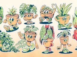 retro tropical plant mascots